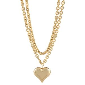Puffy Heart Pendant Long Necklace